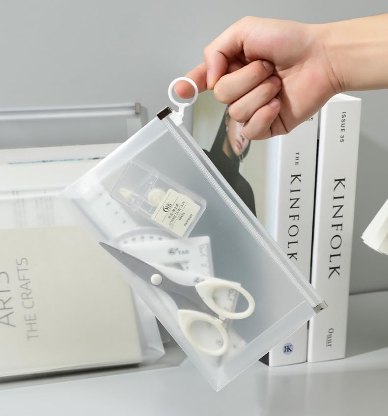 Croshuki 4pcs 4x8 inch Clear Plastic Cash Envelope Receipt Coupon Stickers Stamps Zipper Envelope Case Index Card Holder Organizer - Image 3
